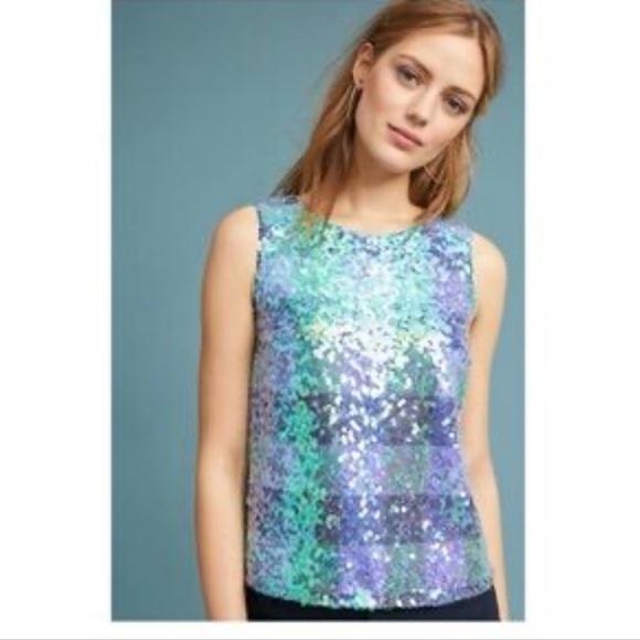 NWT Anthropologie Maeve Iridescent Sequin Top - Picture 1 of 6